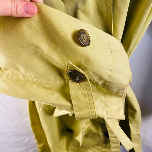 Garnet Hill Lime Green Cotton Double Breasted Belted Trench Coat Size‎ XL - Picture 4 of 6